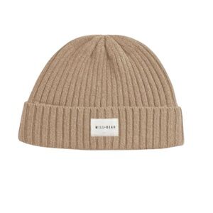Will + Bear‎ Tan Ribbed Beanie Hat In Tusk One Size Australian Wool